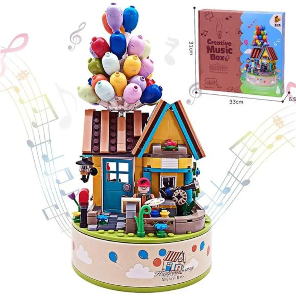 Music Box Set House Flowers Balloon Friends for Kids 8-14 Yrs, Building Blocks